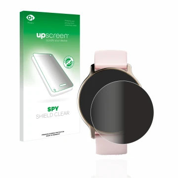 Front side of a product packaging with the brand logo upscreen. Next to it is the device Hama Fit Watch 4910 shown with the co