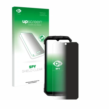 Front side of a product packaging with the brand logo upscreen. Next to it is the device Doogee S100 shown with the correspond