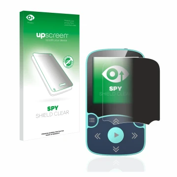 Front side of a product packaging with the brand logo upscreen. Next to it is the device AGPtek A65X MP3 Player with clip show