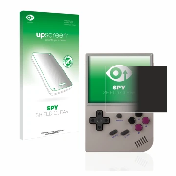Front side of a product packaging with the brand logo upscreen. Next to it is the device Anbernic RG35XX shown with the corres