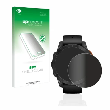 Front side of a product packaging with the brand logo upscreen. Next to it is the device Garmin Fenix 7 Pro Solar (47 mm) show