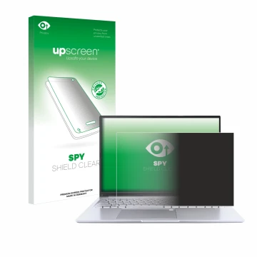 Front side of a product packaging with the brand logo upscreen. Next to it is the device ASUS Vivobook 16 M1605 shown with the