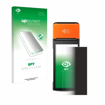 Front side of a product packaging with the brand logo upscreen. Next to it is the device Sunmi V2 Pro shown with the correspon