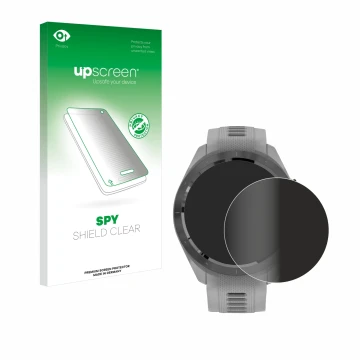 Front side of a product packaging with the brand logo upscreen. Next to it is the device Garmin Approach S70 (42 mm) shown wit