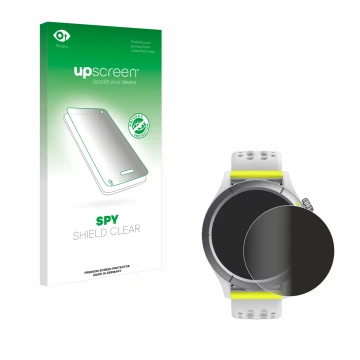 Front side of a product packaging with the brand logo upscreen. Next to it is the device Huami Amazfit Cheetah shown with the 