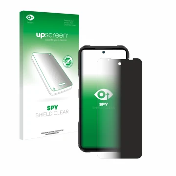 Front side of a product packaging with the brand logo upscreen. Next to it is the device Doogee V20 Pro shown with the corresp
