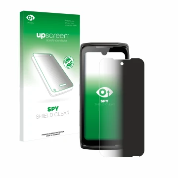 Front side of a product packaging with the brand logo upscreen. Next to it is the device Crosscall Core-Z5 shown with the corr