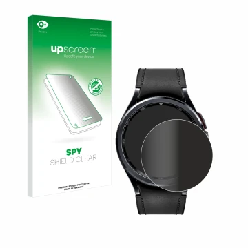 Front side of a product packaging with the brand logo upscreen. Next to it is the device Samsung Galaxy Watch 6 Classic (43 mm