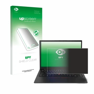 Front side of a product packaging with the brand logo upscreen. Next to it is the device Lenovo ThinkPad X1 Carbon 14