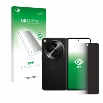Front side of a product packaging with the brand logo upscreen. Next to it is the device OnePlus Open shown with the correspon