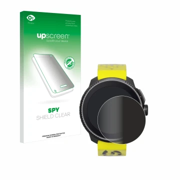 Front side of a product packaging with the brand logo upscreen. Next to it is the device Suunto Race shown with the correspond