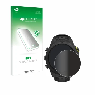 Front side of a product packaging with the brand logo upscreen. Next to it is the device Garmin Marq Athlete Gen 2 shown with 