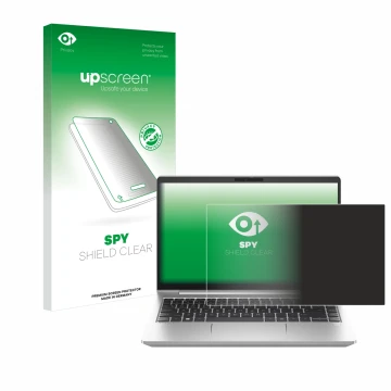 Front side of a product packaging with the brand logo upscreen. Next to it is the device HP ProBook 445 G10 shown with the cor