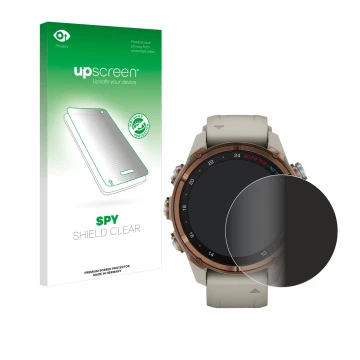 Front side of a product packaging with the brand logo upscreen. Next to it is the device Garmin Descent Mk3 (43 mm) shown with