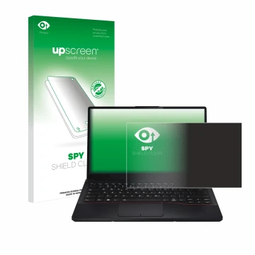 Front side of a product packaging with the brand logo upscreen. Next to it is the device Fujitsu Lifebook E5412 shown with the