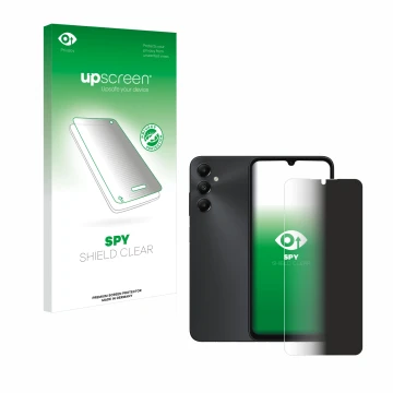Front side of a product packaging with the brand logo upscreen. Next to it is the device Samsung Galaxy A05s shown with the co