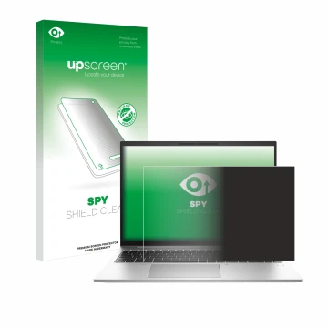 Front side of a product packaging with the brand logo upscreen. Next to it is the device HP EliteBook 865 G10 shown with the c