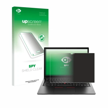 Front side of a product packaging with the brand logo upscreen. Next to it is the device Lenovo ThinkPad L13 2-in-1 Gen 5 show