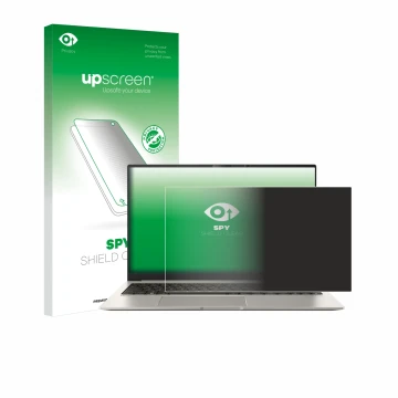 Front side of a product packaging with the brand logo upscreen. Next to it is the device ASUS ZenBook 15 OLED UM3504 shown wit
