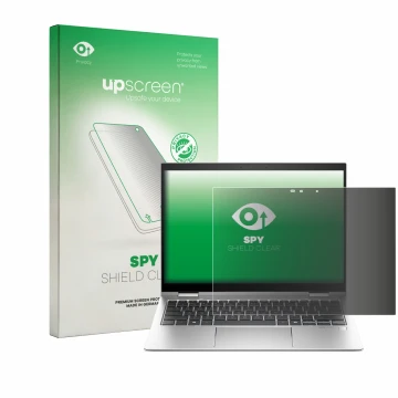 Front side of a product packaging with the brand logo upscreen. Next to it is the device HP Elite x360 830 G11 2-in-1 shown wi