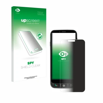 Front side of a product packaging with the brand logo upscreen. Next to it is the device SPC Zeus 4G Pro shown with the corres