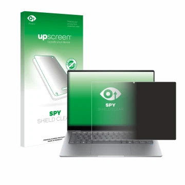Front side of a product packaging with the brand logo upscreen. Next to it is the device HP OmniBook X AI 14 shown with the co