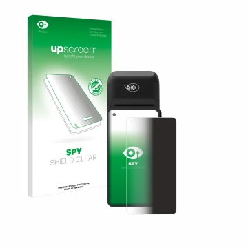 Front side of a product packaging with the brand logo upscreen. Next to it is the device Verifone T650c shown with the corresp