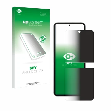 Front side of a product packaging with the brand logo upscreen. Next to it is the device Samsung Galaxy Z Flip 6 shown with th