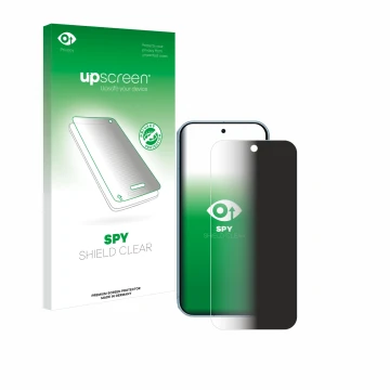 Front side of a product packaging with the brand logo upscreen. Next to it is the device Google Pixel 9 shown with the corresp