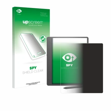 Front side of a product packaging with the brand logo upscreen. Next to it is the device Amazon Kindle Scribe 2024 shown with 