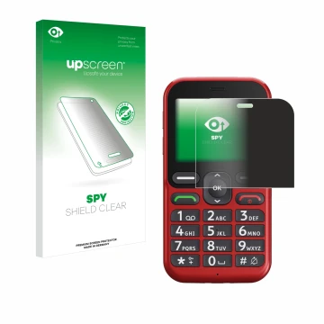 Front side of a product packaging with the brand logo upscreen. Next to it is the device Doro Leva L10 shown with the correspo