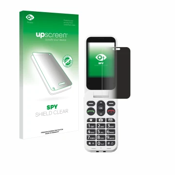 Front side of a product packaging with the brand logo upscreen. Next to it is the device Doro Leva L30 shown with the correspo