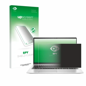 Front side of a product packaging with the brand logo upscreen. Next to it is the device HP EliteBook 650 G10 shown with the c