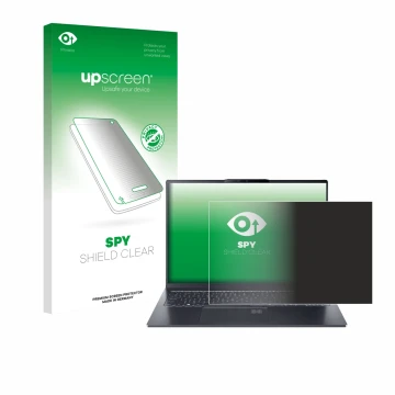 Front side of a product packaging with the brand logo upscreen. Next to it is the device Acer Swift Go 16 AI shown with the co