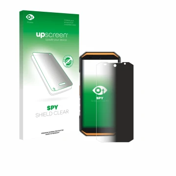 Front side of a product packaging with the brand logo upscreen. Next to it is the device Ulefone Armor X32 shown with the corr