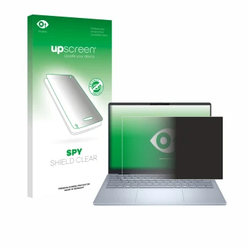 Front side of a product packaging with the brand logo upscreen. Next to it is the device Dell 14 Plus Laptop shown with the co