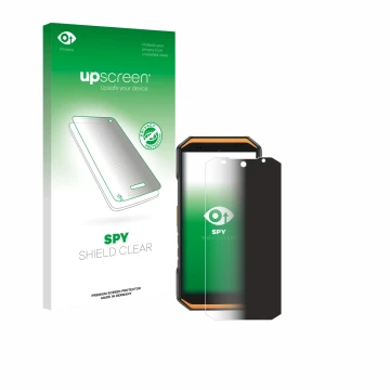 Front side of a product packaging with the brand logo upscreen. Next to it is the device Ulefone Armor X32 Pro shown with the 