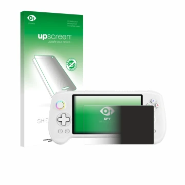 Front side of a product packaging with the brand logo upscreen. Next to it is the device Anbernic RG556 shown with the corresp