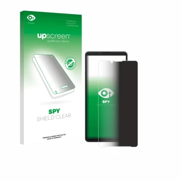 Front side of a product packaging with the brand logo upscreen. Next to it is the device Sony Xperia 10 VII shown with the cor