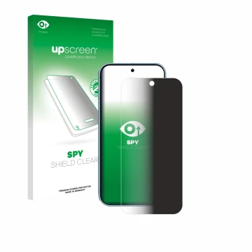 Front side of a product packaging with the brand logo upscreen. Next to it is the device Google Pixel 9 (case-friendly) shown 