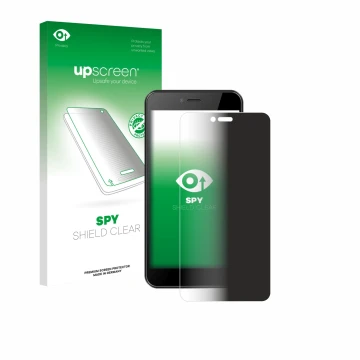 Front side of a product packaging with the brand logo upscreen. Next to it is the device HTC Wildfire E5 Life shown with the c