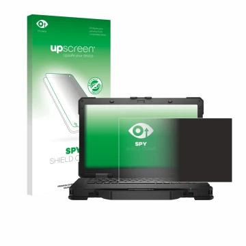 Front side of a product packaging with the brand logo upscreen. Next to it is the device Dell Pro Rugged 14 Laptop shown with 