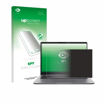 Front side of a product packaging with the brand logo upscreen. Next to it is the device ASUS ExpertBook P5 G2 shown with the 