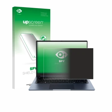 Front side of a product packaging with the brand logo upscreen. Next to it is the device Chuwi CoreBook Air 14