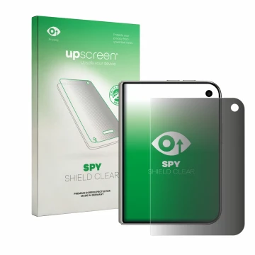 Front side of a product packaging with the brand logo upscreen. Next to it is the device Apple iPhone Duo shown with the corre