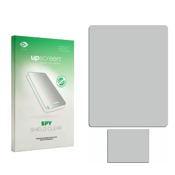 Front side of a product packaging with the brand logo upscreen. Next to it is the corresponding screen protector.