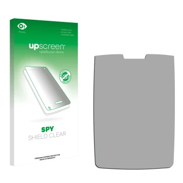 Front side of a product packaging with the brand logo upscreen. Next to it is the corresponding screen protector.