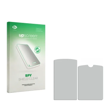 Front side of a product packaging with the brand logo upscreen. Next to it is the corresponding screen protector.