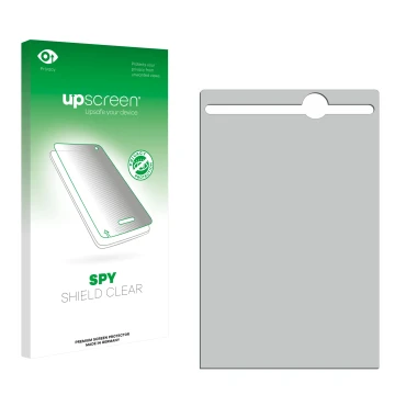 Front side of a product packaging with the brand logo upscreen. Next to it is the corresponding screen protector.