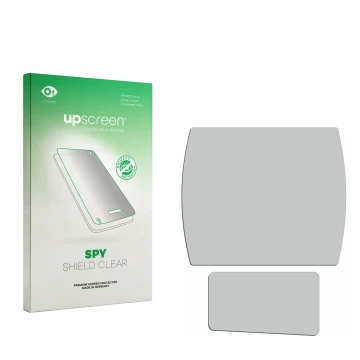 Front side of a product packaging with the brand logo upscreen. Next to it is the corresponding screen protector.
